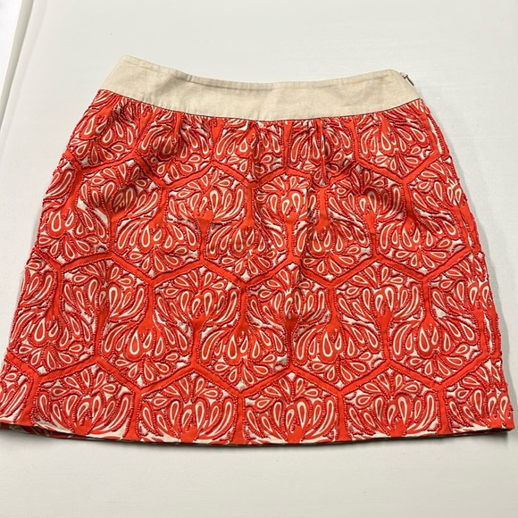 Maeve Dresses & Skirts - MAEVE NWOT Beaded Geometric 100% Cotton Orange/Tan Boho Festival Mini Skirt SZ 4